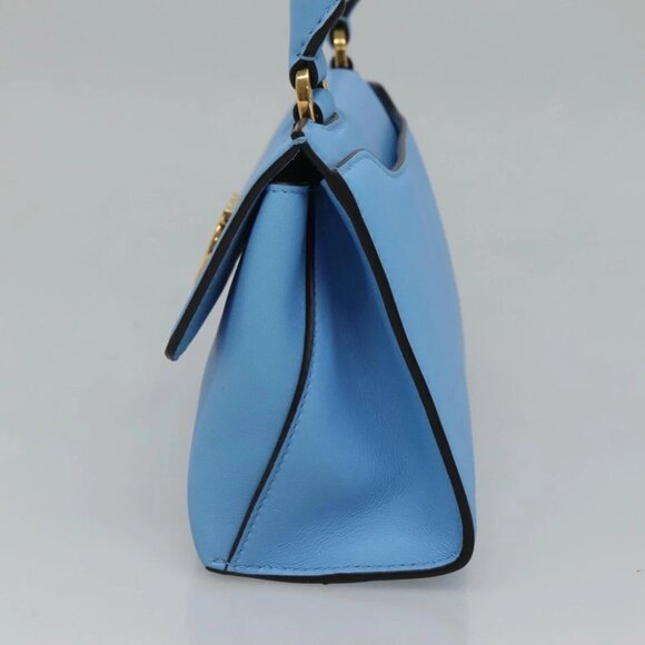 Salvatore Ferragamo Gancini Shoulder Bag Leather Blue Gold Auth 114931V - Picture 5 of 14